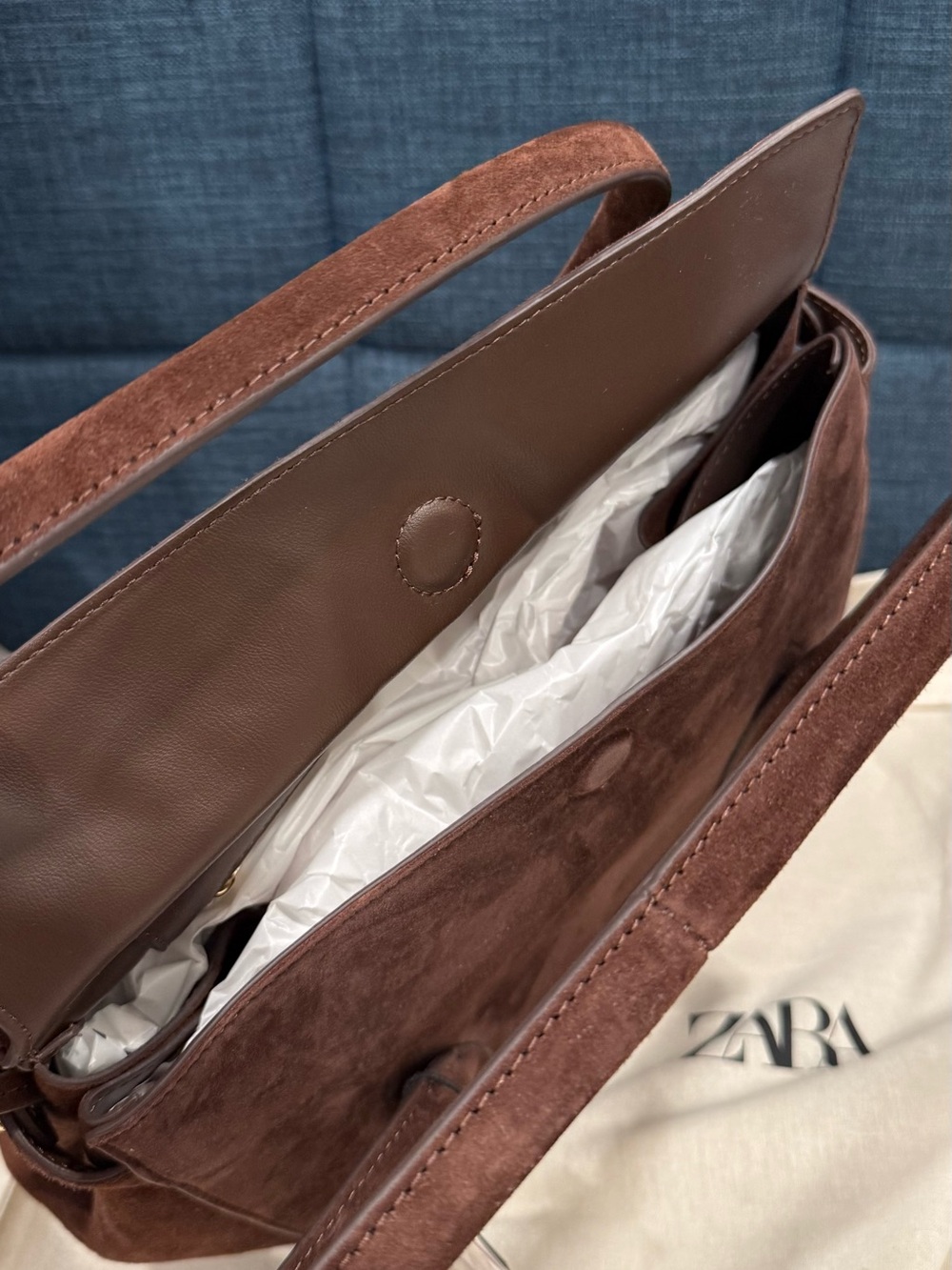 ZARA SPLIT LEATHER CITY BAG - Picture 9 of 9
